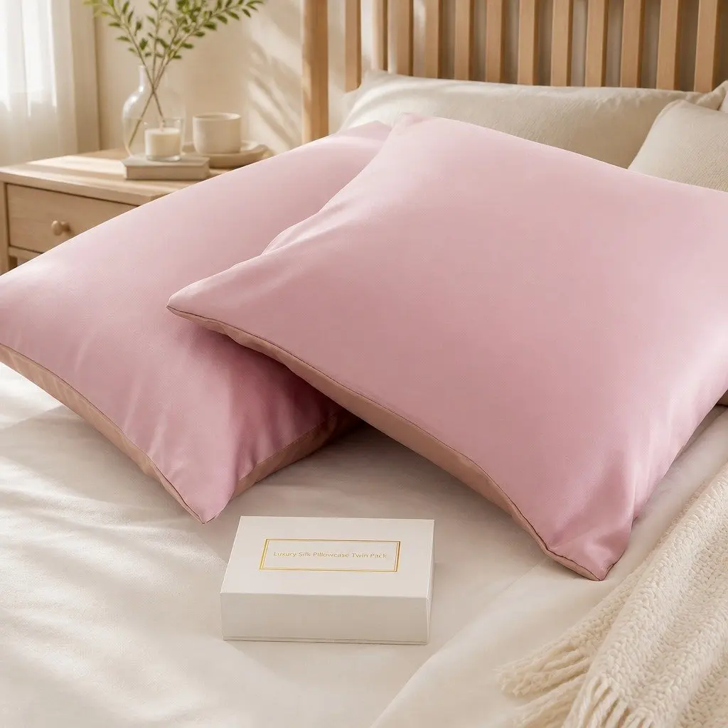 Mulberry Silk Pillowcase Twin Pack 51x76cm Hypoallergenic Breathable Luxurious