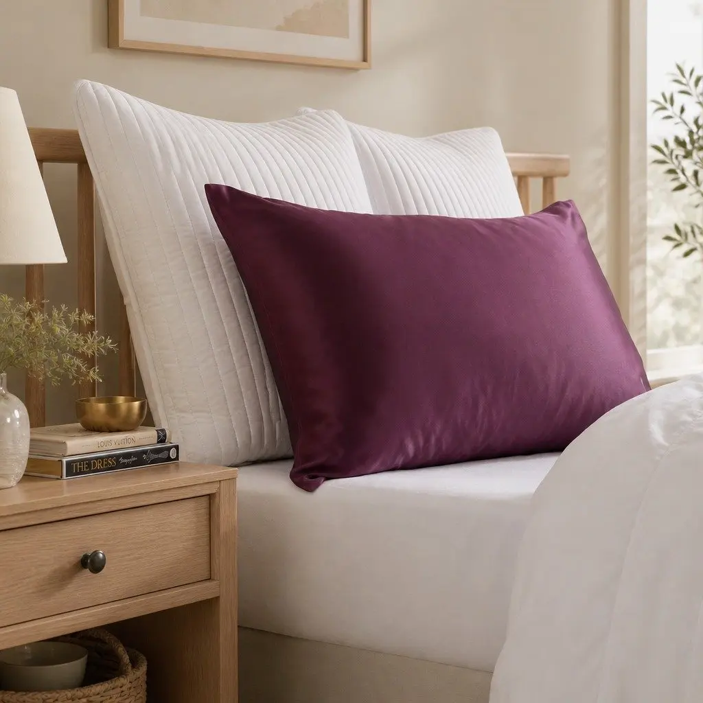 Silk Pillowcase Single Pack 51cm x 76cm Malaga Wine Hypoallergenic Breathable