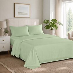 4 Piece King Sheet Set 1200TC Satin Weave Deep Pocket Fitted Pillowcases Sage