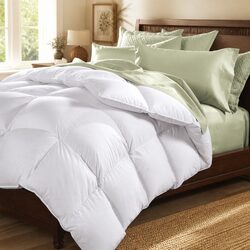 Goose Feather Down Quilt Double 500GSM All-Season Baffle Box Construction