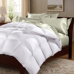 Goose Feather Down Quilt Queen 500GSM All-Season Warm Bedding Cotton Cover