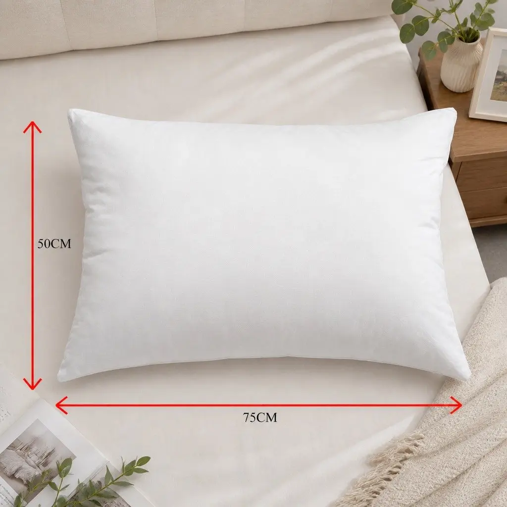 Goose Feather Down Pillows Twin Pack 1000GSM White Soft Sleeping Pillows Set