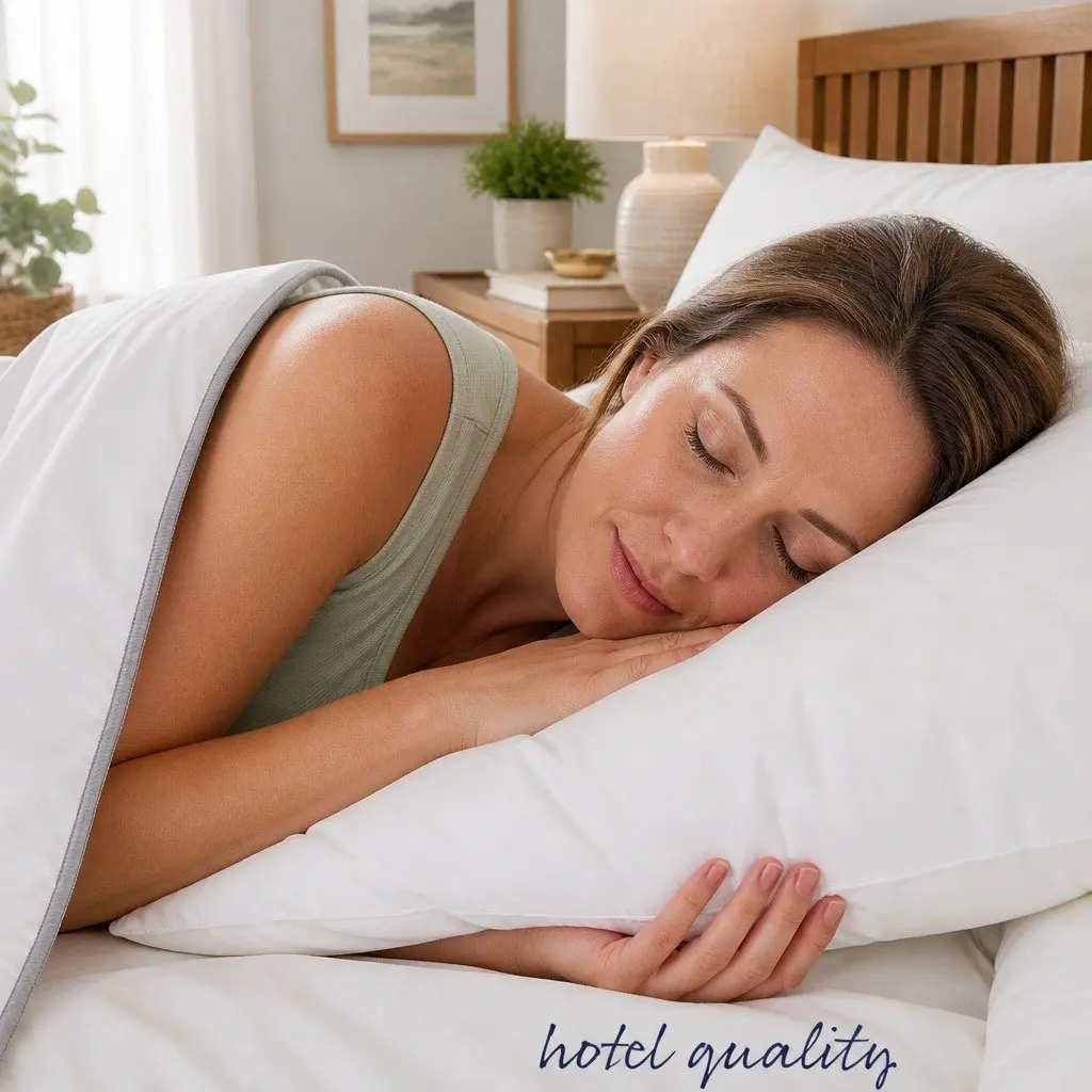 Goose Feather Down Pillows Twin Pack 1000GSM White Soft Sleeping Pillows Set