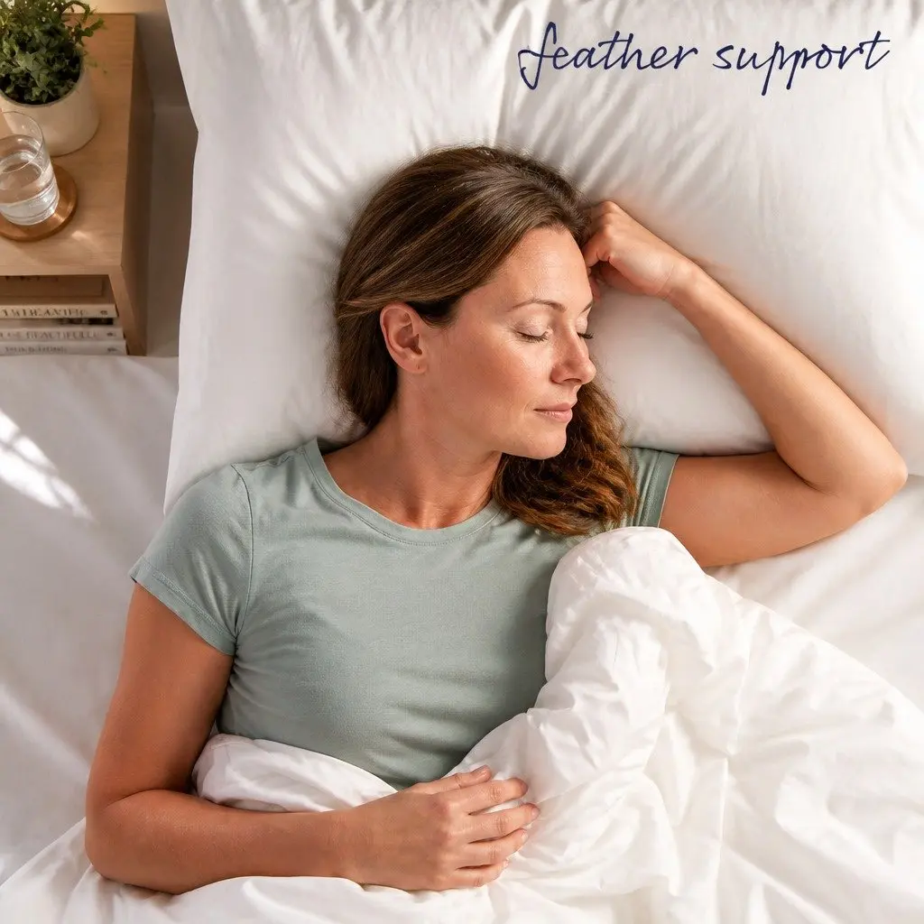 Goose Feather Down Pillows Twin Pack 1000GSM White Soft Sleeping Pillows Set