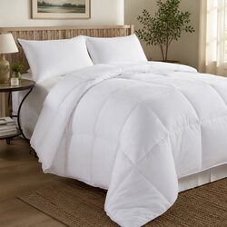 Duck Feather Down Quilt Queen 210x210cm 500GSM Soft Cotton Cover All Season