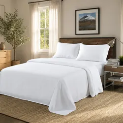 Bamboo Sheet Set Double Size Bed Sheets Flat Fitted Pillowcases Bedroom Linen