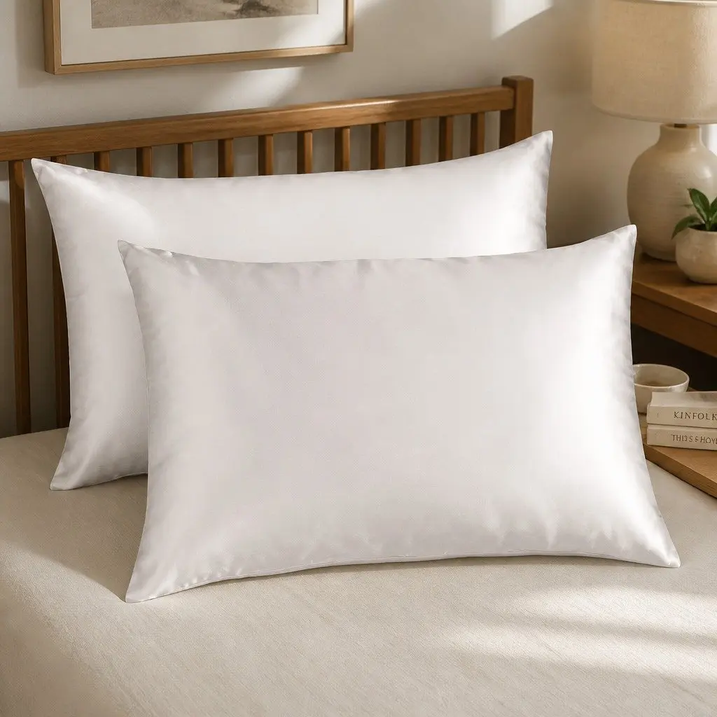 Mulberry Silk Pillowcase Twin Pack 51x76cm Silver Hypoallergenic Sleep Luxury