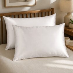 Mulberry Silk Pillowcase Twin Pack 51x76cm Silver Hypoallergenic Sleep Luxury