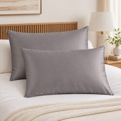 Mulberry Silk Pillowcase Twin Pack 51x76cm Charcoal Hypoallergenic Breathable