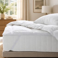 King Mattress Topper 1000GSM Goose Feather Down Plush Luxury Bed Topper Cotton