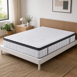 Double Pocket Spring Mattress Medium-Firm 5-Zone Support Hybrid Foam Latex
