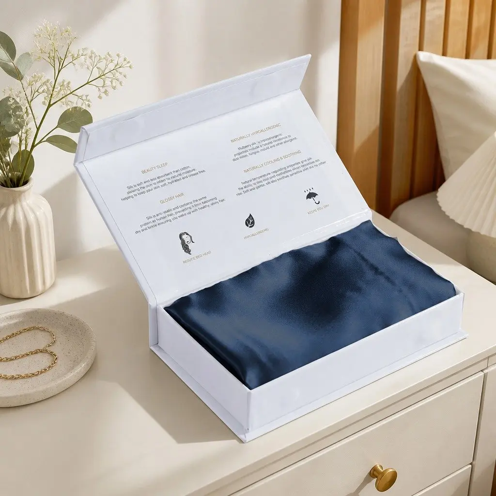 Mulberry Silk Pillowcase Twin Pack 51x76cm Navy Hypoallergenic Breathable Sleep