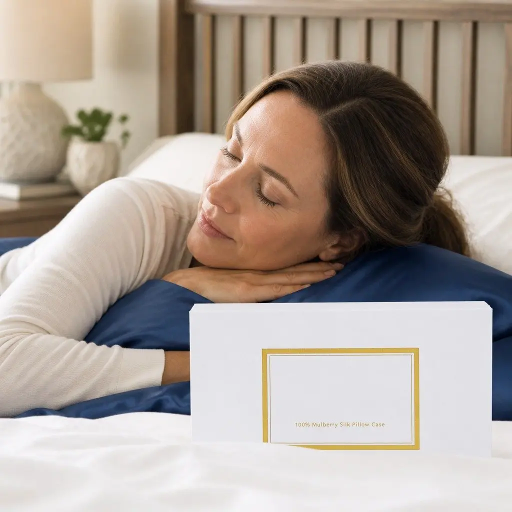 Mulberry Silk Pillowcase Twin Pack 51x76cm Navy Hypoallergenic Breathable Sleep