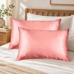 Mulberry Silk Pillowcase Twin Pack 51x76cm Blush Hypoallergenic Breathable