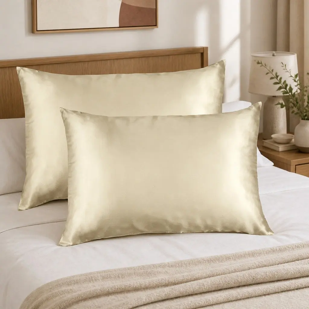 Mulberry Silk Pillowcase Twin Pack 51x76cm Champagne Hypoallergenic Breathable