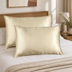 Mulberry Silk Pillowcase Twin Pack 51x76cm Champagne Hypoallergenic Breathable