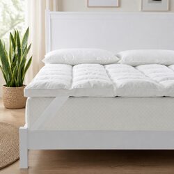 Duck Feather Down Mattress Topper Queen 1800GSM Baffle Box Cotton Cover