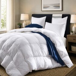 Single Goose Feather Down Quilt 500GSM All-Season Bedding Cotton Cover