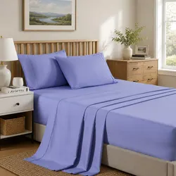 Queen Bamboo Cooling Sheet Set 2000TC Soft Bedding Mid Blue Moisture Wicking