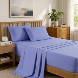 Bamboo Cooling Sheet Set 2000TC Single Bed Fitted Flat Sheets Pillowcases Mid