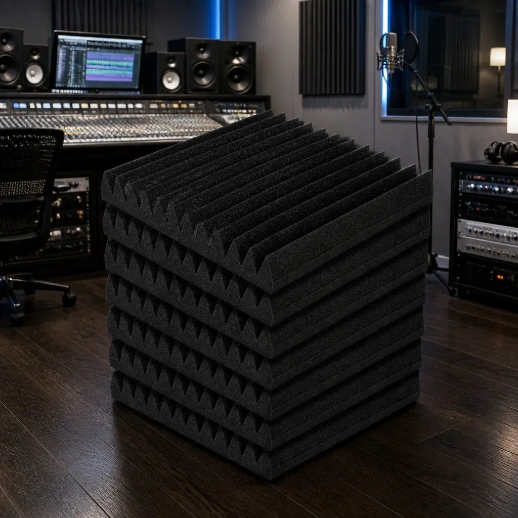 Acoustic Foam Wedge Tiles 30x30x5cm Black Sound Absorption 60 Piece