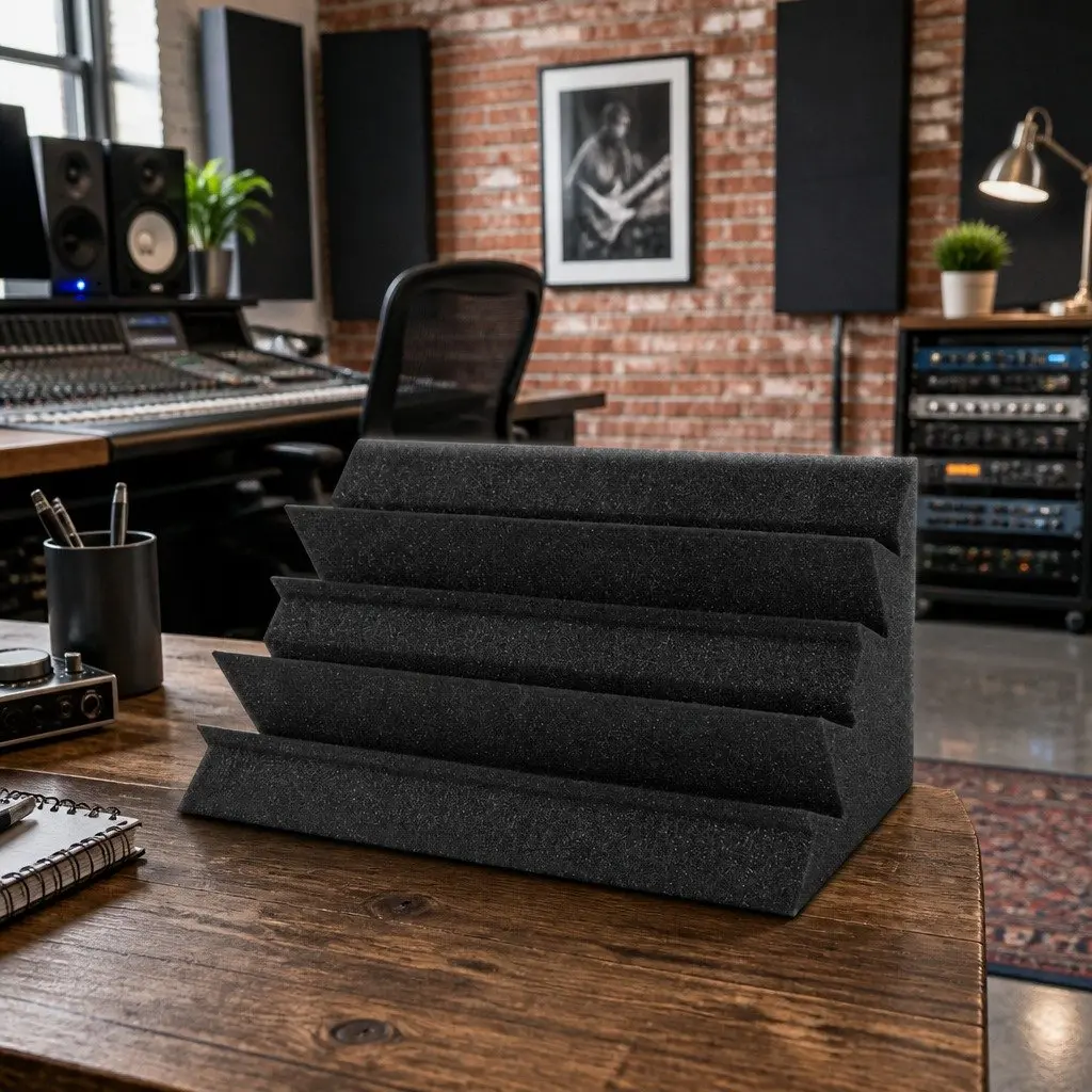 Corner Bass Trap Acoustic Foam Sound Absorption 12cm x 17cm x 24cm Black 40 Piece