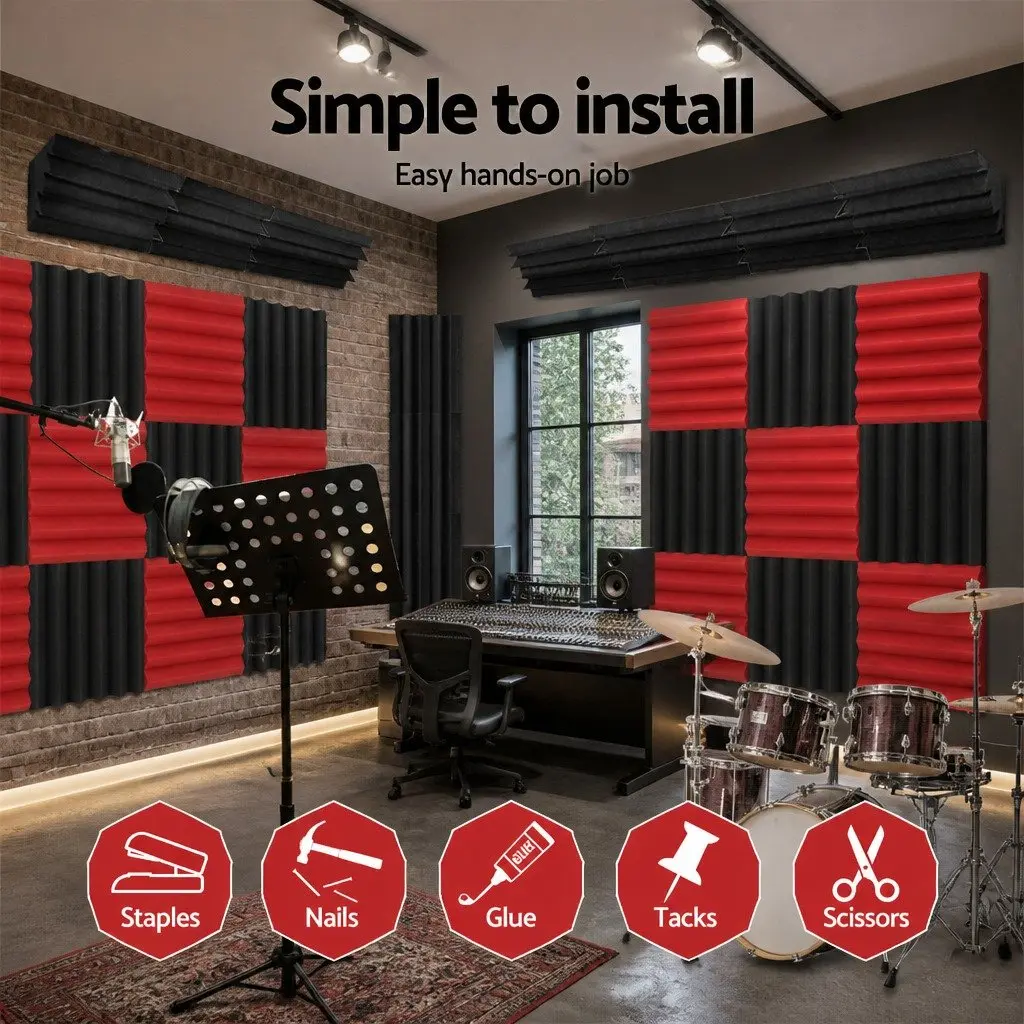 Corner Bass Trap Acoustic Foam Sound Absorption 12cm x 17cm x 24cm Black 40 Piece