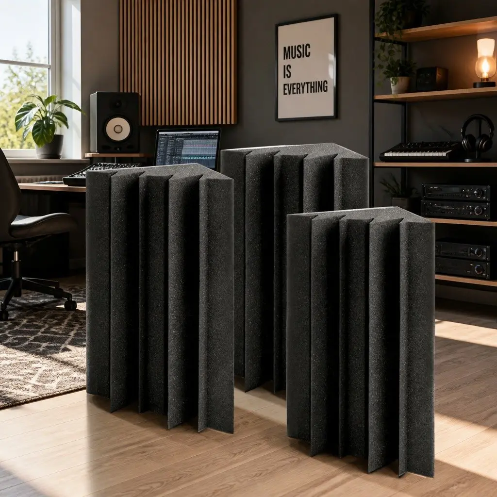 Corner Bass Trap Acoustic Foam 20pcs Black Sound Absorption