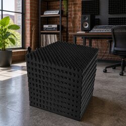 Acoustic Foam Eggshell 60pcs 50x50x5cm Sound Absorption Proofing Panels Black