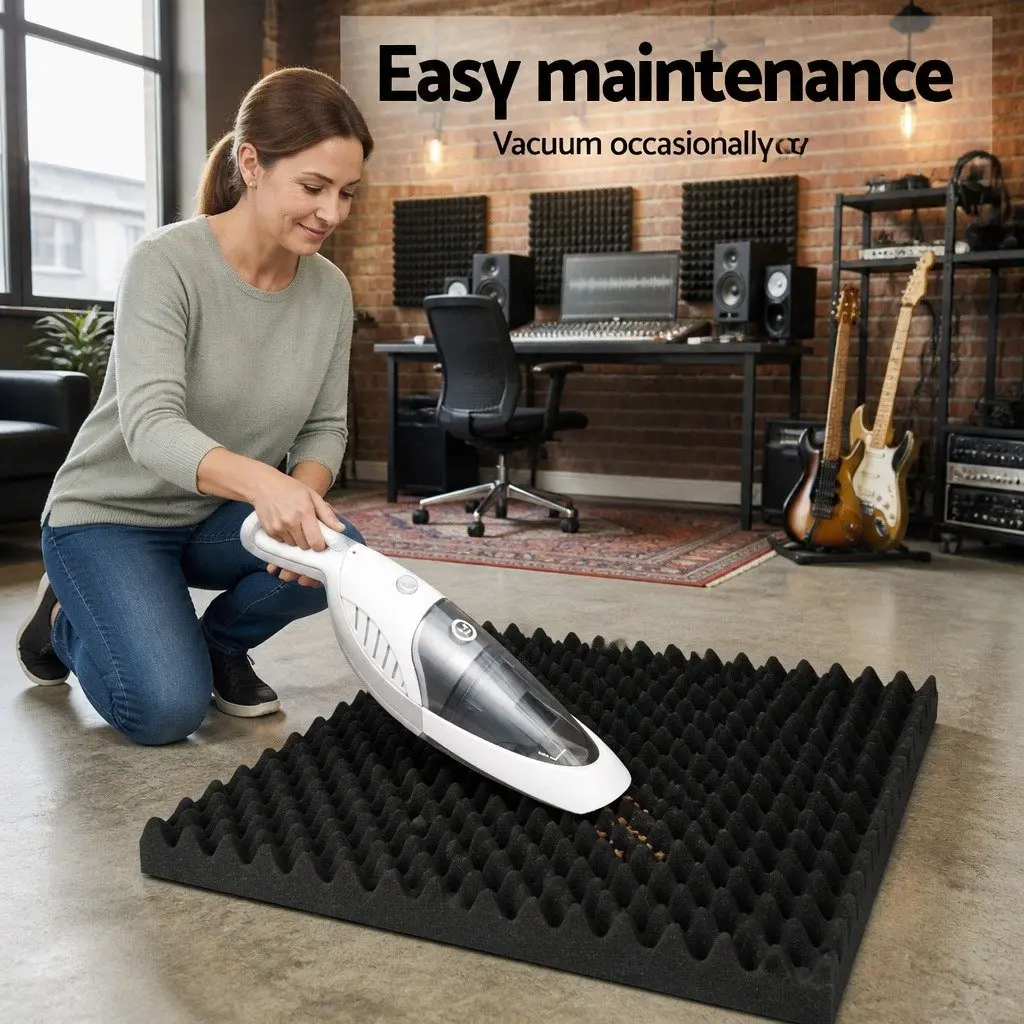 Acoustic Foam Panels Eggshell 50x50x5cm Sound Absorption 60 Piece Black
