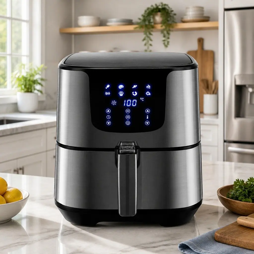 Air Fryer 7L LCD Touch Control Black Stainless Steel Cooking Appliance
