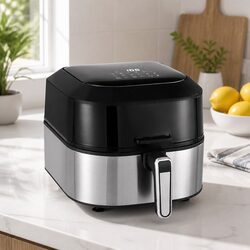 Air Fryer & Grill 5.5L Capacity 1500W LCD Display Touch Control Black Kitchen