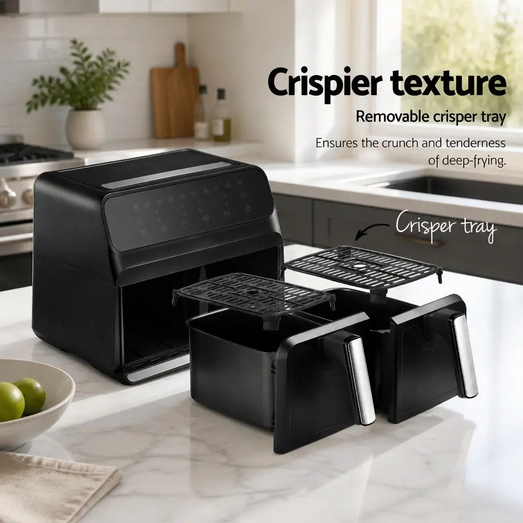 Air Fryer Dual Zone 8L Digital Touch Control Black
