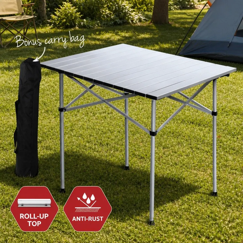 Camping Table Chair Set 3-Piece Outdoor Folding Portable Picnic Aluminium Steel