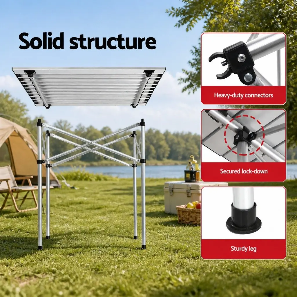Camping Table Chair Set 3-Piece Outdoor Folding Portable Picnic Aluminium Steel