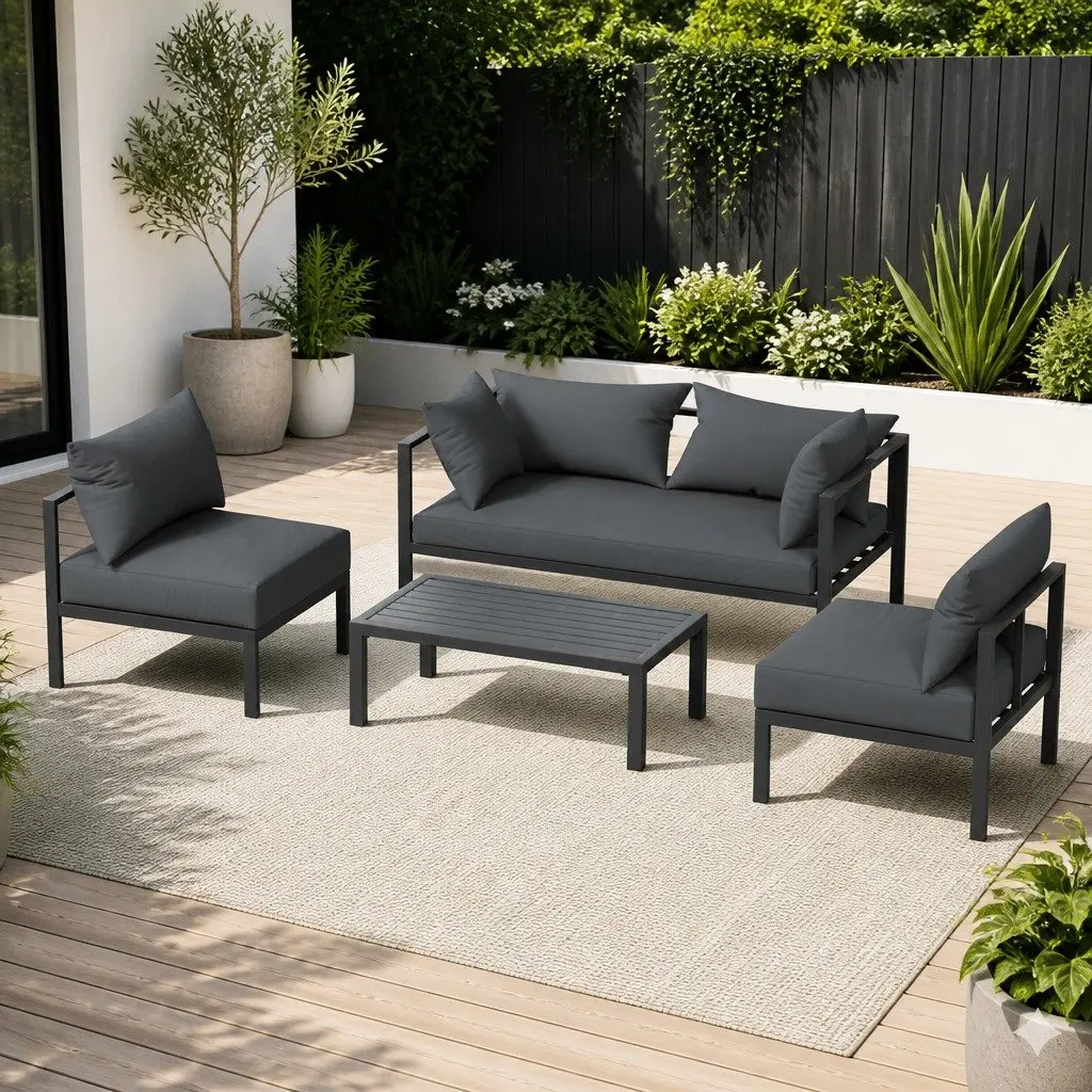 4 Seater Outdoor Sofa Set Aluminium Patio Furniture Lounge Setting Coffee Table