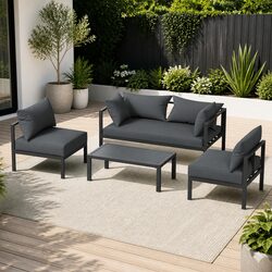 4 Seater Outdoor Sofa Set Aluminium Patio Furniture Lounge Setting Coffee Table