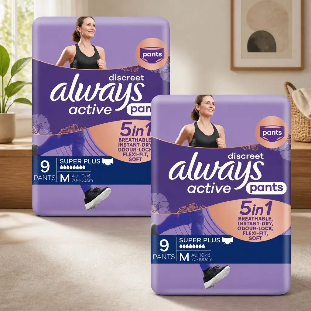 5 in 1 Pants Medium Absorbent Leak Protection 70-100cm Discreet Fit Soft Breathable Materials