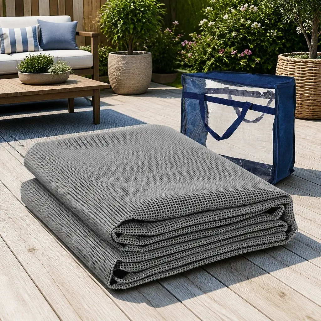 Annex Matting Floor Mats Heavy-duty 4M x 2.5M Grey Outdoor Mesh Camping