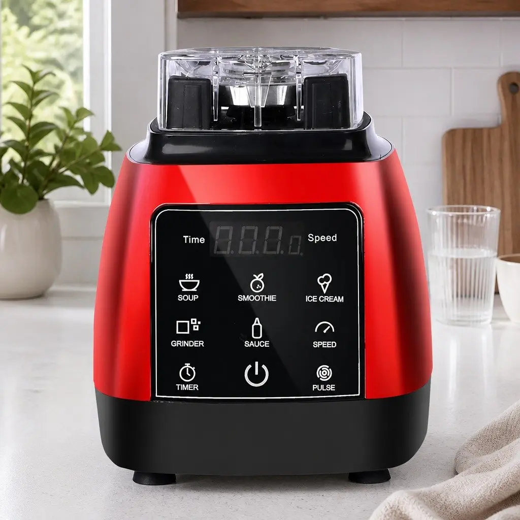 Commercial Blender 2L Capacity 1600W Power 10 Speed Settings Touch Panel Black