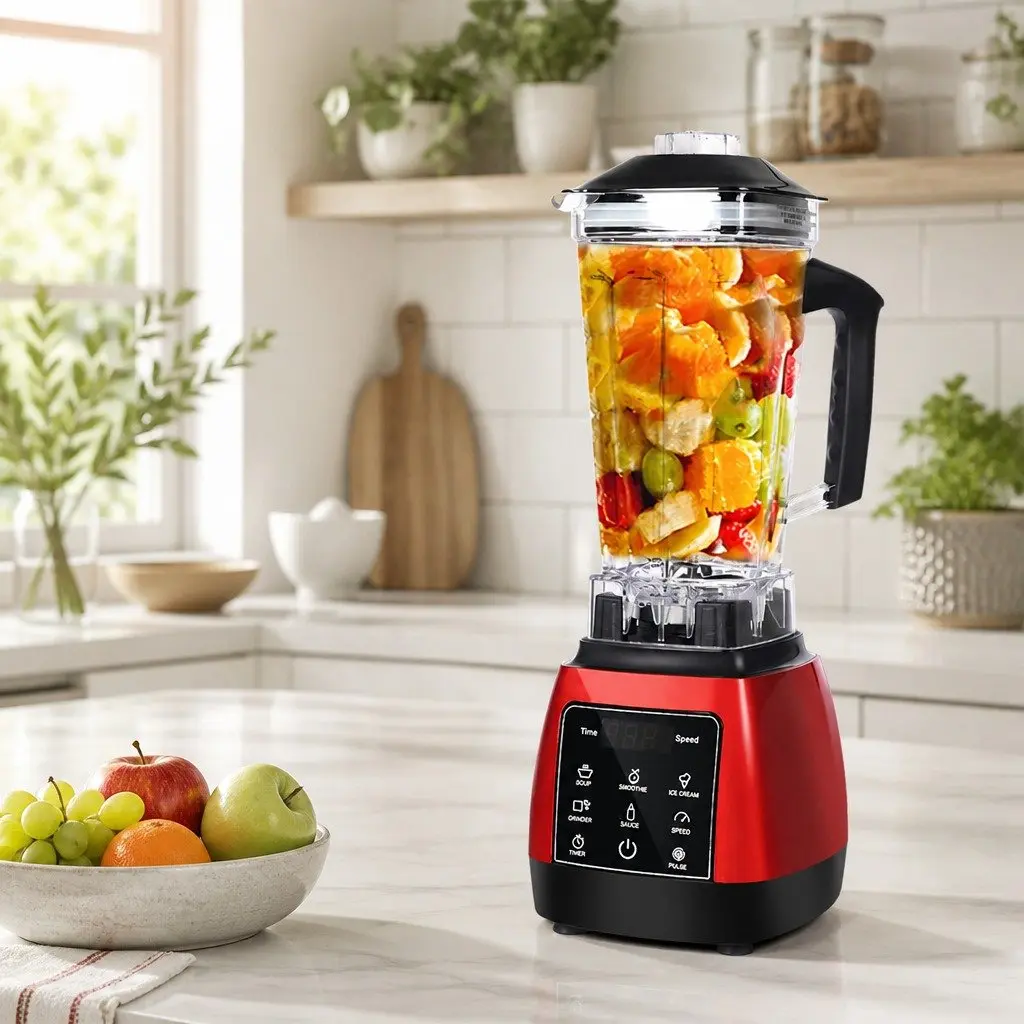 Commercial Blender 2L Capacity 1600W Power 10 Speed Settings Touch Panel Black