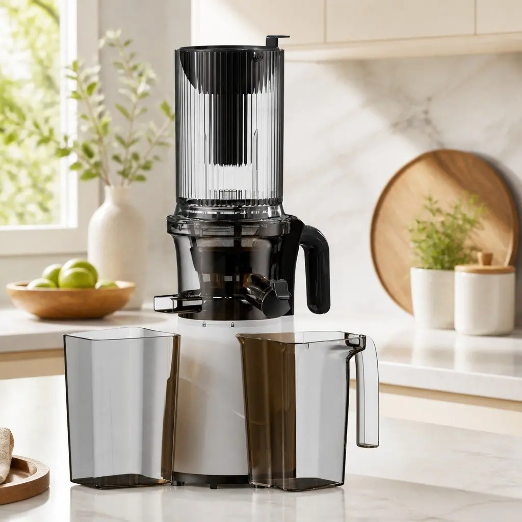 Electric Cold Press Juicer Whole Fruit Masticating Slow Juicer High Yield White Stainless Steel