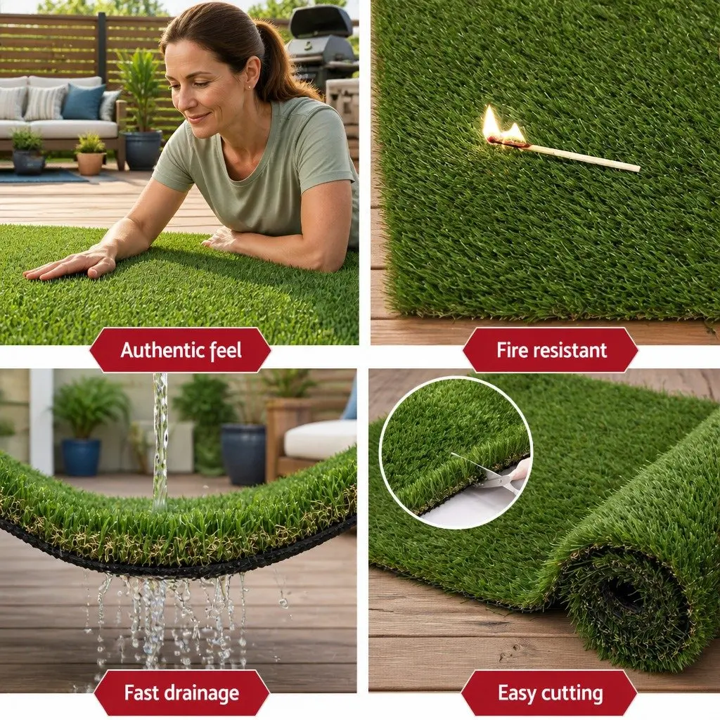 Artificial Grass 30mm Synthetic Lawn Turf 2m x 5m Green for Garden Landscape Outdoor