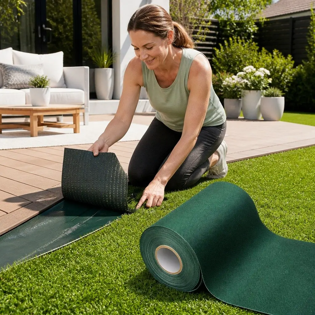Artificial Grass Tape Self-Adhesive 15cm x 10m Non-Woven Fabric Olive