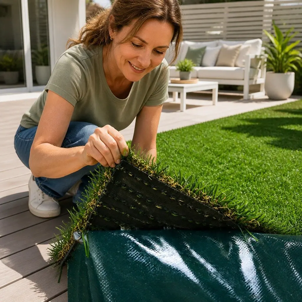 Artificial Grass Tape Self-Adhesive 15cm x 10m Non-Woven Fabric Olive