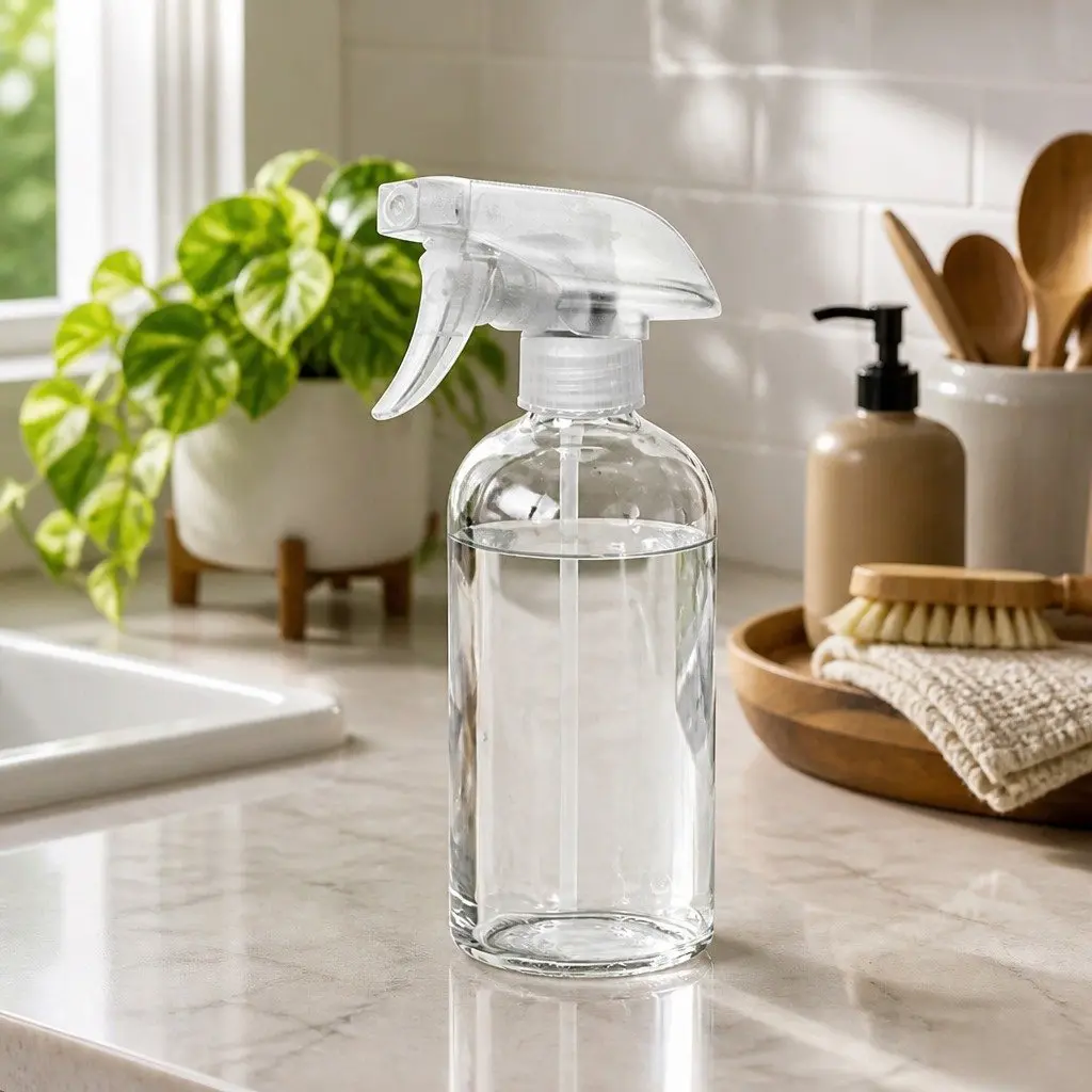 Clear Glass Spray Bottles Ergonomic Trigger 500ml Set of 4