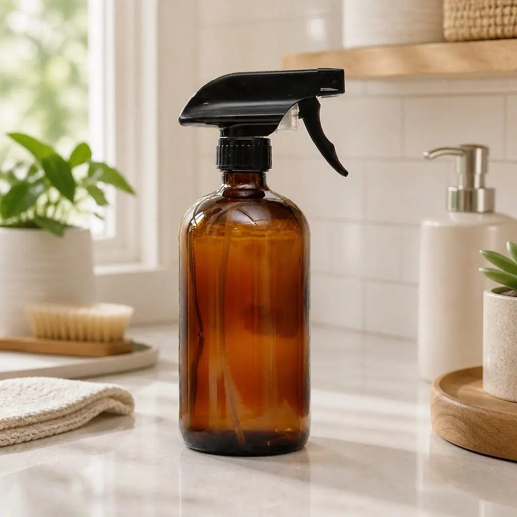 6 x 500ml Amber Glass Spray Bottles with Trigger Nozzle Fine Mist Stream