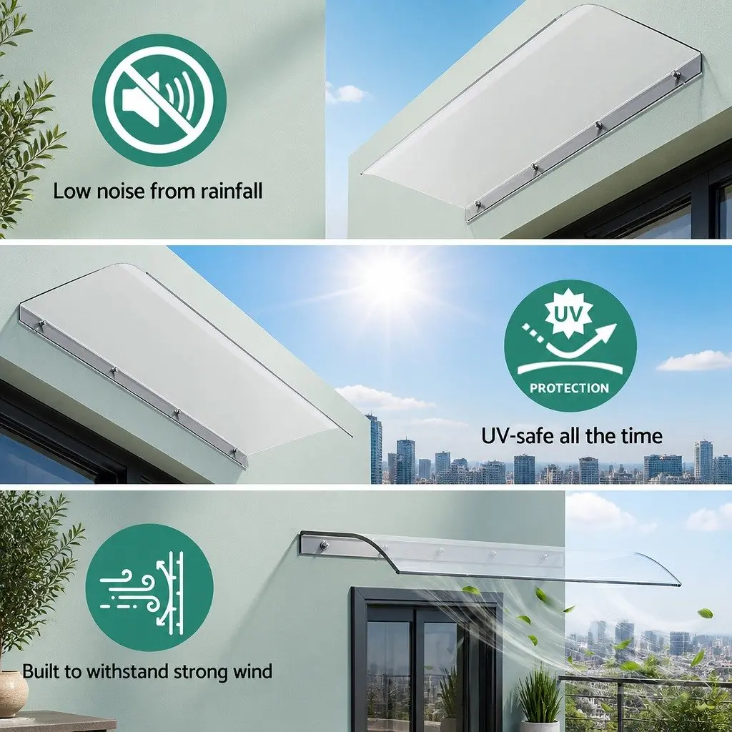 Awning UV Rain Resistant 0.4m x 1m Transparent PET Polycarbonate Sheet