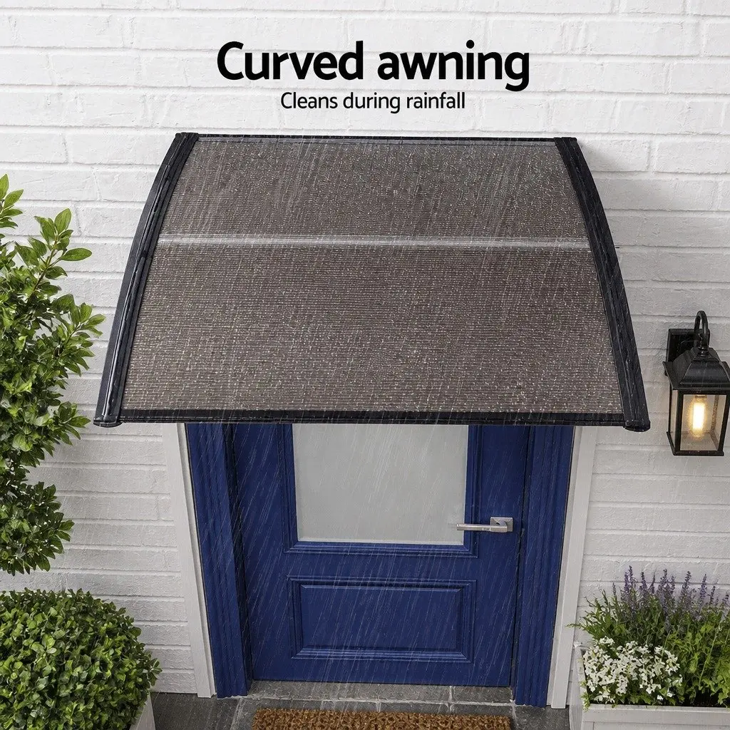 Awning Window Door Shade Canopy 0.8m x 1m PC Panel Brown Black