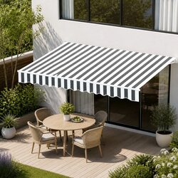 Retractable Folding Arm Awning 4m x 3m Manual Hand Crank Sunshade Patio Garden
